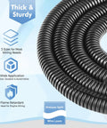 Dope Wire Loom Kit For Vehicle Wiring, Flame Retardant Split Tubing Set, close-up of black coiled conduit sleeves