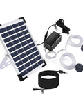 Solar Powered Pond Aerator Bubbler with 22.2 GPH Max Air Output, 3 Mode Aeration High Low Intermittent, 5W Solar Panel, 10 Ft Cable