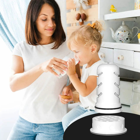 Mother and child with water bottle and Water Pitcher Filter Replacement With Double Membrane Micro Filtration And Activated Carbon Premium Food Grade Materials Easy Fit Compatible With Glass And Plastic Pitchers