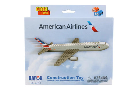 Box of Licensed Airline Construction Block Kit With 55 Pieces And Pilot Figure Interchangeable With Other Brands.