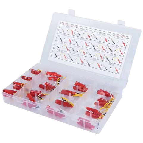 16 Piece Electrical Test Lead Kit With Terminal Adapters And Cables, Model 5299367 Circuit Connector Set in open case