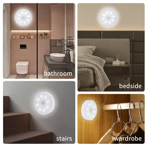 Motion Sensor Night Light Six Pack No Fuss Rechargeable LED Closet Lights 16 LEDs Per Light Wireless Activated for various rooms