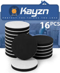 16-Piece Felt Furniture Sliders For Hardwood Floors, 3-1/4 Inch Glide Pads in black and white stacking view