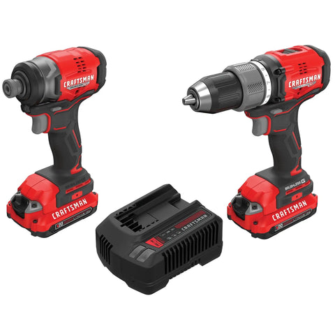 V20 Cordless Drill And Impact Driver Combo Kit With Brushless Motors, 2 Batteries And Charger Included, Heavy Duty Power Tools For Pro Jobs