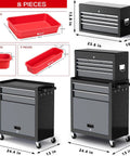 Beefy 8-Drawer Rolling Tool Chest With Wheels 42 Inch Heavy Duty Steel Cabinet with detachable top toolbox and liners