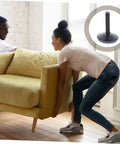 Heavy Duty Adjustable Furniture Levelers With Swivel Base For Tables And Cabinets Foolproof Install shown under lifted sofa.