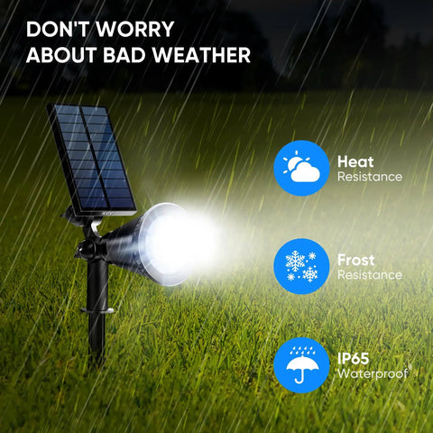 Hella Bright 800 Lumen Solar Spot Lights Outdoor Adjustable IP65 Waterproof Flood Fixtures For Backyard Driveway Patio Lawn And Yard Landscaping Cool White 4 Pack