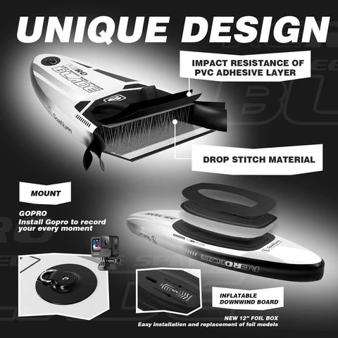 Inflatable Downwind Surfing SUP 135L AeroBlade Edition Unpowered With Fiberglass Paddle And Foil Versatile Water Sports Board