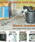 Heavy Duty 12 Amp Concrete And Mortar Mixer With Soft Start for smooth pours in a bucket on a job site, includes paddle.