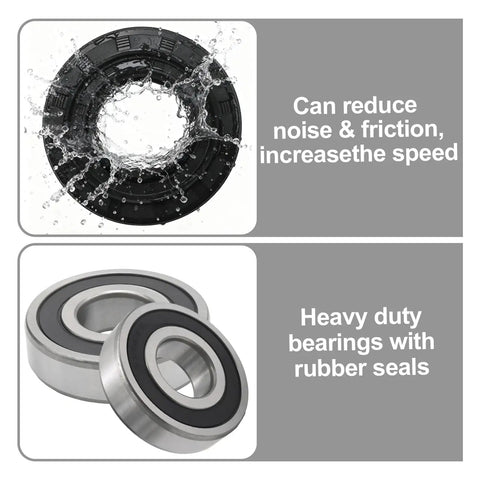Heavy Duty Washer Tub Bearing And Seal Kit For Front Load Washers, features rubber seals for reduced noise and friction.