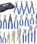 Versatile 20 Piece Pliers Set With Black Carry Case For Pros, Techs, Homeowners And DIY Enthusiasts, Includes various pliers types displayed.