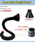 Heavy Duty Welding Fume Extraction Arm With Flexible Articulated Duct Adjustable Airflow Valve Suction Hood For Commercial Soldering Smoke Removal Plug And Play Setup Yields Badass Durability And Sweet Air Control Daily, black plastic hose with conical end.