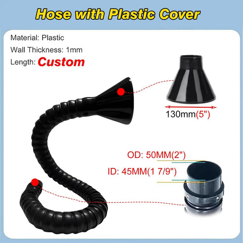 Real Deal Heavy Duty Shop Grade Flexible Swing Articulated Fume Extraction Arm Eight Foot Welding Dust Collection System Low Maintenance Suction Pipe with plastic cover