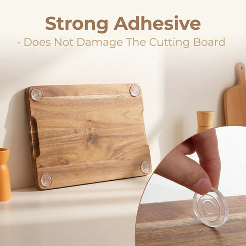 20 Pack Rubber Feet For Cutting Boards Non Slip Silicone Feet With Waterproof Adhesive Backing on wooden board