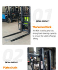 Heavy Duty Electric Forklift Truck thickened fork detail showcasing strong load capacity for safe cargo lifting in warehouses.