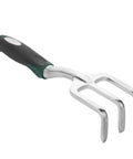 Mr. Pen mini hand rake with black ergonomic handle and three metal prongs.