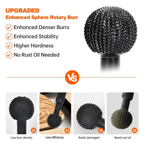 Top Shelf Ball Gouge Attachment For Angle Grinder With 5/8 11 Thread Shank For Wood Carving Shaping Contouring Easy Bolt On Enhanced rotary burr design.