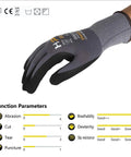 Micro Foam Nitrile Work Gloves With Spandex Liner For Ultra Grip And Breathable Oil Friendly Wear CE Approved 15 Gauge Grey Large