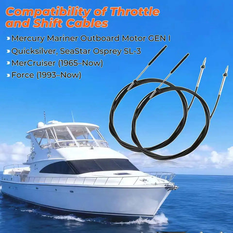 Boat with 2 Pack 10 Ft Marine Control Cables for Throttle and Gear Shift Gen I 600A Replacement Cable Set CC17910