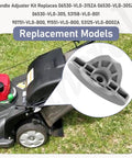 Detail view of Two Pack Handle Adjuster Kit for Honda Self Propelled Lawn Mower 21 To 22 Inch Deck, shown on mower handle