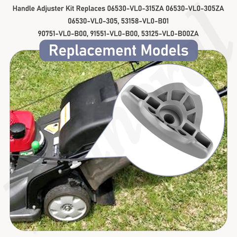 Detail view of Two Pack Handle Adjuster Kit for Honda Self Propelled Lawn Mower 21 To 22 Inch Deck, shown on mower handle