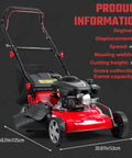 131cc Gas Lawn Mower That Is Self Propelled With Rear Wheel Drive 18 Inch Cutting Width 50L Grass Bag 3 In 1 Mulching Side Discharge Rear Bagging Lightweight Push Button Start Mower Built For Thick Slopes Red, red gas mower with 50L bag