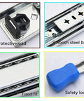 Full Extension Drawer Slides Beefy Heavy Duty Locking Runners With Side Mount Rails Replacement details including safety lock and steel ball