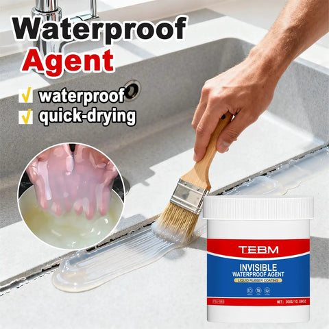 Crystal Clear Waterproof Sealant And Invisible Coating For Roofs Walls And Terraces Heavy Duty Water Based Formula being applied with a brush.