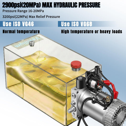 15 Quart Hydraulic Power Unit For Dump Trucks And Trailers Single Acting Electric Hydraulic Pump 12V DC 3200 PSI With Metal Reservoir For Heavy Lifting Hydraulic Systems