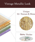 Gold Peel And Stick Wallpaper 24 By 78 Inches, waterproof vinyl layers, unique 3D texture and shine, 60% thicker, metallic contact paper.
