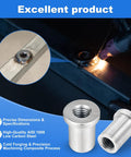 Heavy Duty 20 Pack Weld On Nuts 1 2 13 Thread Stepped Female Extension Sleeve Made From Low Carbon Steel welded on metal.