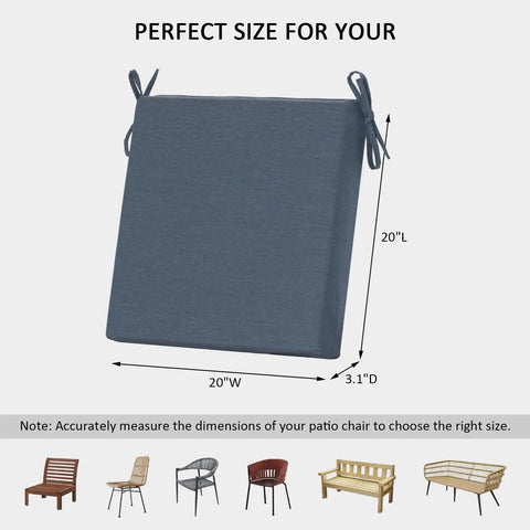 Outdoor Patio Chair Cushions 4 Pack Water Resistant Stain Resistant Weather Resistant Deep Seat Cushions With Adjustable Straps 20 By 20 By 3.1 Inch Spectrum Denim Five Year Fade Protection