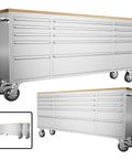 72 Inch Rolling Tool Cabinet Chest With 15 Drawers And Lockable Storage On Wheels For Garage And Workshop Stainless Steel 2 Pack Heavy Duty Mobile Workbench