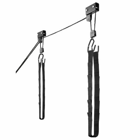 Overhead Kayak Hoist With Pulley System For Garage Storage, 125 Lb Capacity, Lifts Kayaks, Canoes, And Bikes Safely, Ceiling Mounted Hoist