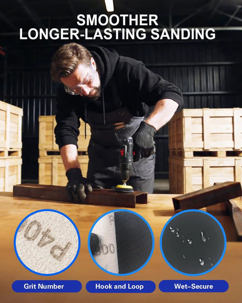 Top Shelf 2 Inch Sanding Disc Bundle With 133 Piece Hook And Loop Buffing Pads For Electric Drills and Rotary Tools Wet Dry Polishing Kit in use.