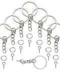 Thinking Process: silver 25mm split ring keychain parts set with chains and screw eye hooks for keys and crafts