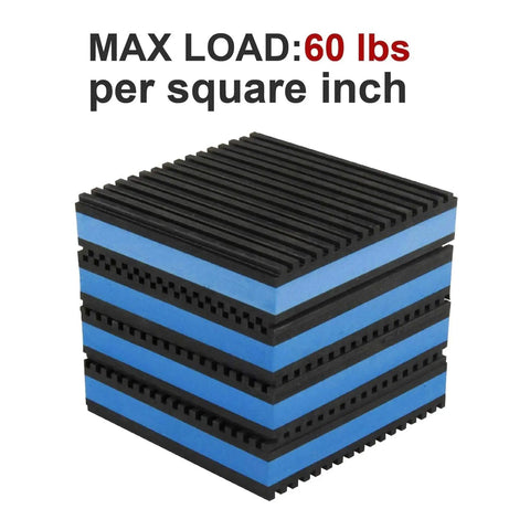 Heavy Duty Blue EVA Anti Vibration Pad Set For HVAC Systems And Appliances, Four Pack, 4 Inch Square 7 Eighths Inch Thick