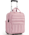 Your Go To Underseat Carry On Luggage With Wheels For Women, 16 Inch Lightweight Personal Item Bag In Blush Pink, Airlines Approved