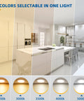 Kitchen with five light color settings showcasing 12 Pack 4 Inch Recessed LED Lights Canless Retrofit Dimmable 3000K
