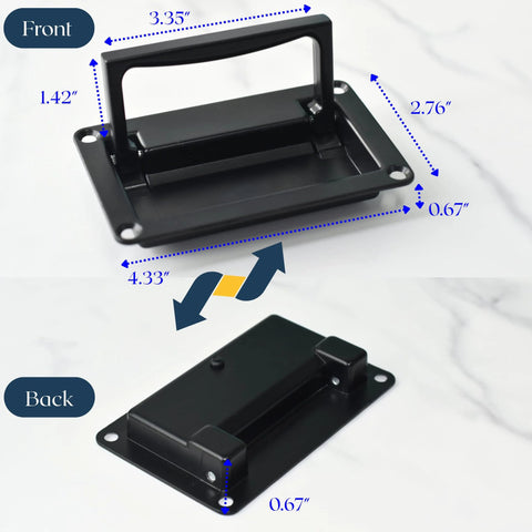 Trap Door Pull Handle Recessed Floor Hatch Flush Door Handle for Access Panels Tool Boxes Cabinets and Drawers, front and back view