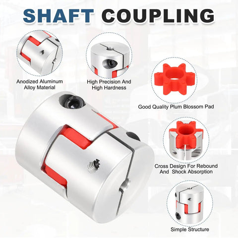 Aluminum Plum Flexible Shaft Coupling 5mm To 6mm For 3D Printer And CNC Machines 30mm Diameter By 35mm Length Motor Connector With Hex Wrench Solid Pick For Servo And Stepper Motors, anodized aluminum with plum insert