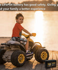 Child on ride-on toy powered by 12V 10Ah LiFePO4 Deep Cycle Battery With Built In 10A BMS For Solar Off Grid Lighting Fish Finder Power Wheels