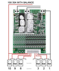 Heavy Duty 10S 36V 35A BMS Protection Board For LiFePO4 Battery Packs with wiring layout and balance features.