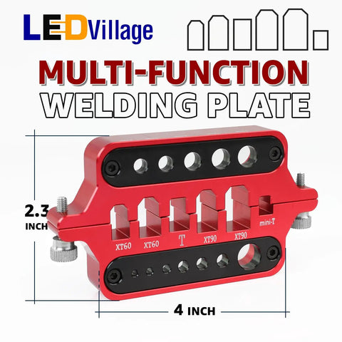 Heavy Duty Red Aluminum Soldering Jig And Welding Station Plate For Rc Connectors Xt60 Xt90 Deans And Banana Plugs, 4 inch x 2.3 inch.