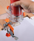 Dead Nuts Precise Embedded Handle Slotting Template With Quick Clamp And Router Dust Cover For Wardrobe Cabinet Door Panel U Groove Positioning Jig in use with router and precision measuring.