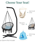 Rugged Metal Hanging Hammock C Stand For Chair Stand Only With Weather Resistant Powder Coated Steel Wide 4 Leg Offset Base shown.