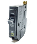 QOB120 Bolt-On 20 Amp 1 Pole Circuit Breaker For 120/240V Systems, 10kA, black mini breaker showcasing side view