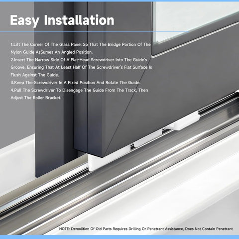 Sliding Shower Door Bottom Guide 1/2 Inch By 9/16 Inch By 3 1/8 Inch Two Pack Old Door Track Guide Compatible installation view.