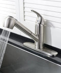 Kitchen Faucet With Pull Out Sprayer, Low Profile Stainless Steel, Single Handle Brushed Nickel Workhorse For Laundry Or Kitchen