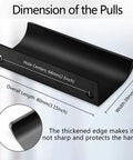 Diagram of Back Mount Finger Edge Pull 80mm Black Aluminum Alloy Hidden Concealed Tab Handle dimensions and features.